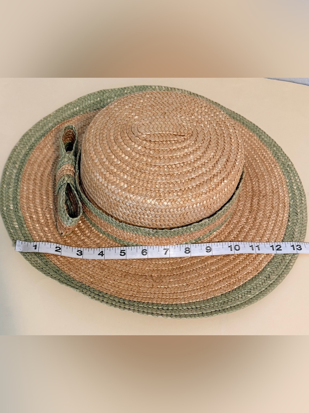 Vintage Two-Tone Woven Straw Boater Hat - Picture 7 of 7